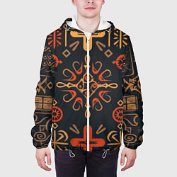 Куртка с капюшоном мужская Орнамент в славянском стиле, цвет: 3D-белый — фото 2