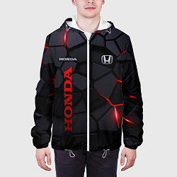 Куртка с капюшоном мужская Honda - плиты с эффектом свечения, цвет: 3D-белый — фото 2