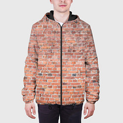 Куртка с капюшоном мужская Кирпичная стена узор, цвет: 3D-черный — фото 2