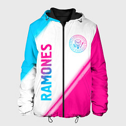 Куртка с капюшоном мужская Ramones neon gradient style вертикально, цвет: 3D-черный