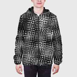 Куртка с капюшоном мужская Абстракция чёрно-белый, цвет: 3D-черный — фото 2