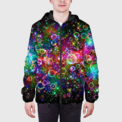 Куртка с капюшоном мужская Мыльные пузырики, цвет: 3D-черный — фото 2