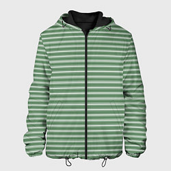 Куртка с капюшоном мужская Светло-зелёный полосы, цвет: 3D-черный