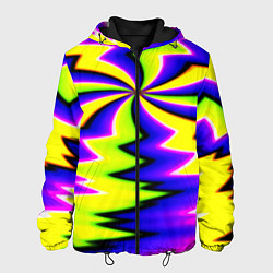 Куртка с капюшоном мужская Неоновая фрактальная абстракция, цвет: 3D-черный