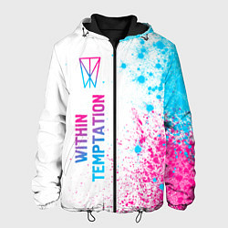 Куртка с капюшоном мужская Within Temptation neon gradient style по-вертикали, цвет: 3D-черный