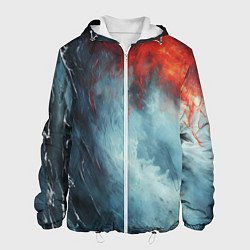 Куртка с капюшоном мужская Контраст воды и огня, цвет: 3D-белый
