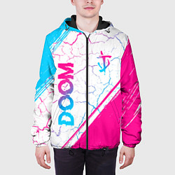 Куртка с капюшоном мужская Doom neon gradient style вертикально, цвет: 3D-черный — фото 2