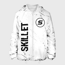 Куртка с капюшоном мужская Skillet glitch на светлом фоне вертикально, цвет: 3D-белый