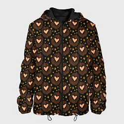 Куртка с капюшоном мужская Волшебные сердечки, цвет: 3D-черный