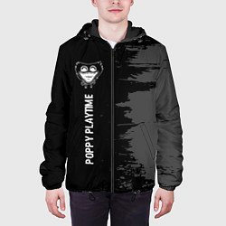 Куртка с капюшоном мужская Poppy Playtime glitch на темном фоне по-вертикали, цвет: 3D-черный — фото 2