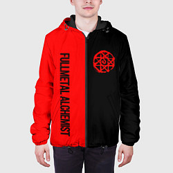 Куртка с капюшоном мужская Стальной алхимик - красная печать Альфонс, цвет: 3D-черный — фото 2