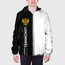 Куртка с капюшоном мужская Теннисист из России и герб РФ по-вертикали, цвет: 3D-черный — фото 2