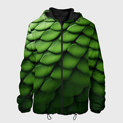 Куртка с капюшоном мужская Зеленая чешуя змеи, цвет: 3D-черный