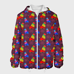 Куртка с капюшоном мужская Разноцветное животное, цвет: 3D-белый