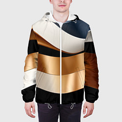 Куртка с капюшоном мужская Золотистые вставки абстракции, цвет: 3D-белый — фото 2