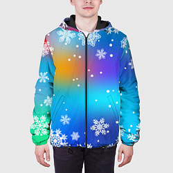 Куртка с капюшоном мужская Снегопад на Новый год, цвет: 3D-черный — фото 2