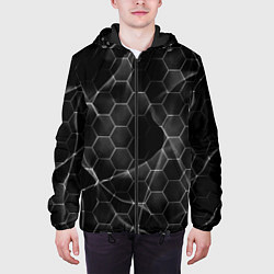 Куртка с капюшоном мужская Чёрные соты, цвет: 3D-черный — фото 2
