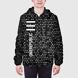 Куртка с капюшоном мужская OneRepublic glitch на темном фоне по-вертикали, цвет: 3D-черный — фото 2