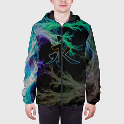 Куртка с капюшоном мужская Неоновый иероглиф, цвет: 3D-черный — фото 2