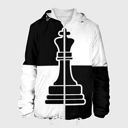 Куртка с капюшоном мужская Шахматы - ферзь, цвет: 3D-белый