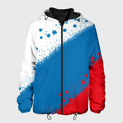 Куртка с капюшоном мужская Российский триколор, цвет: 3D-черный