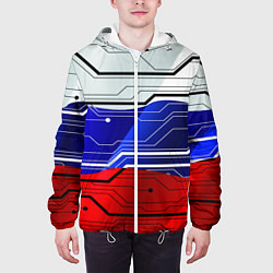 Куртка с капюшоном мужская Символика: русский хакер, цвет: 3D-белый — фото 2