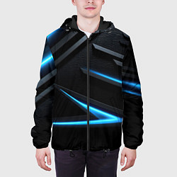 Куртка с капюшоном мужская Черный и синий фон с абстракцией, цвет: 3D-черный — фото 2