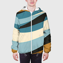 Куртка с капюшоном мужская Полосы ретро цветов, цвет: 3D-белый — фото 2