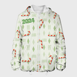 Куртка с капюшоном мужская Новогодняя сладость, цвет: 3D-белый