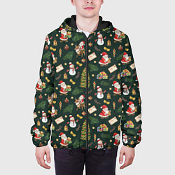 Куртка с капюшоном мужская Новогодняя встреча, цвет: 3D-черный — фото 2