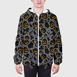 Куртка с капюшоном мужская Праздничный узор хэллоуина, цвет: 3D-белый — фото 2