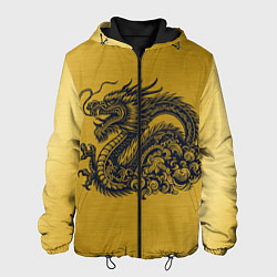 Куртка с капюшоном мужская Дракон на золоте, цвет: 3D-черный