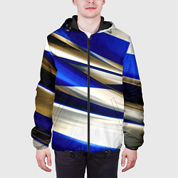 Куртка с капюшоном мужская Blue white abstract, цвет: 3D-черный — фото 2