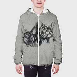 Куртка с капюшоном мужская Французские бульдоги пара, цвет: 3D-белый — фото 2