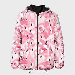 Куртка с капюшоном мужская Стая розовых фламинго, цвет: 3D-черный