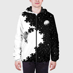 Куртка с капюшоном мужская Космический пазл, цвет: 3D-черный — фото 2