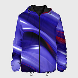 Куртка с капюшоном мужская Фиолетовые абстрактные волны, цвет: 3D-черный