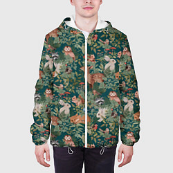 Куртка с капюшоном мужская Goblincore - лес зверей, цвет: 3D-белый — фото 2