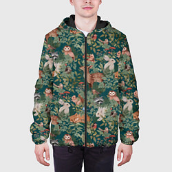 Куртка с капюшоном мужская Goblincore - лес зверей, цвет: 3D-черный — фото 2