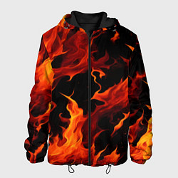Куртка с капюшоном мужская Пламя в темноте, цвет: 3D-черный