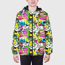 Куртка с капюшоном мужская Цветное граффити, цвет: 3D-черный — фото 2