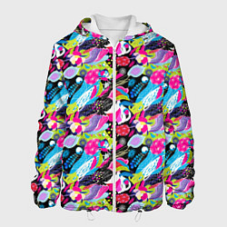 Куртка с капюшоном мужская Цветочный листопад, цвет: 3D-белый