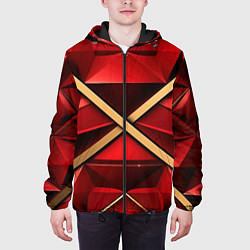 Куртка с капюшоном мужская Золотые ленты на красном фоне, цвет: 3D-черный — фото 2
