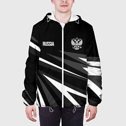 Куртка с капюшоном мужская Russia - black and white geometry, цвет: 3D-белый — фото 2