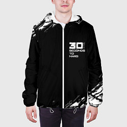 Куртка с капюшоном мужская Thirty seconds to mars штрихи бенд, цвет: 3D-белый — фото 2