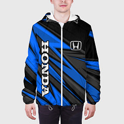Куртка с капюшоном мужская Honda motors - синяя спортивная абстракция, цвет: 3D-белый — фото 2