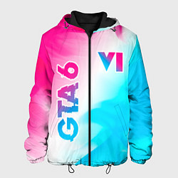 Куртка с капюшоном мужская GTA 6 neon gradient style вертикально, цвет: 3D-черный
