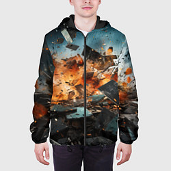 Куртка с капюшоном мужская Взрыв плит абстракция, цвет: 3D-черный — фото 2