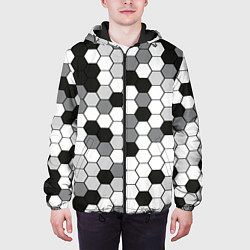 Куртка с капюшоном мужская Камуфляж гексагон серый, цвет: 3D-черный — фото 2