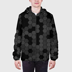 Куртка с капюшоном мужская Камуфляж гексагон черный, цвет: 3D-черный — фото 2